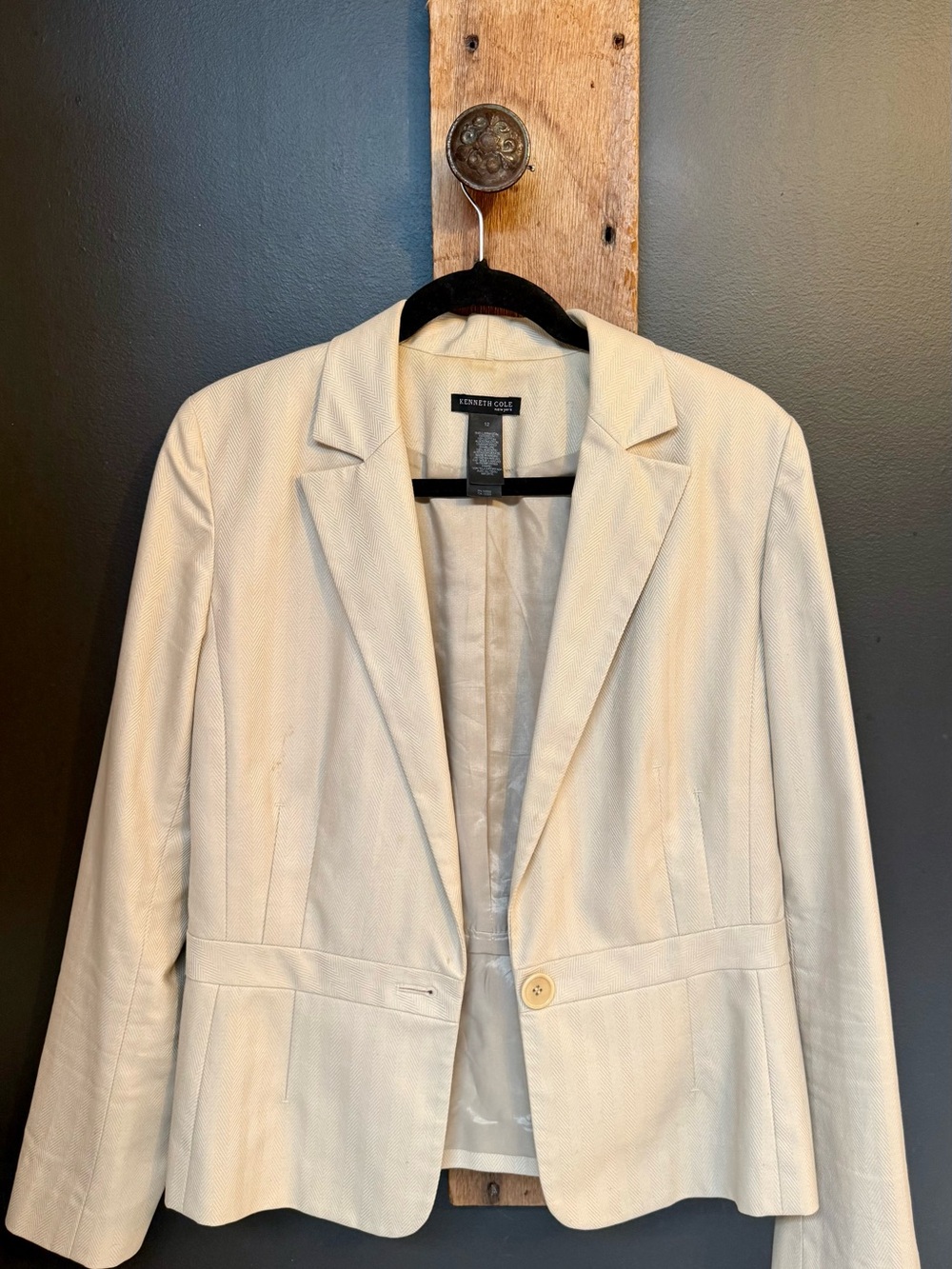 Kenneth Cole Cream Womens Tailored Blazer